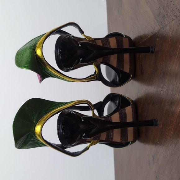 Georgina Goodman Size 36½ Metallic Strappy Unique Statement Stiletto Heels - Picture 3 of 5